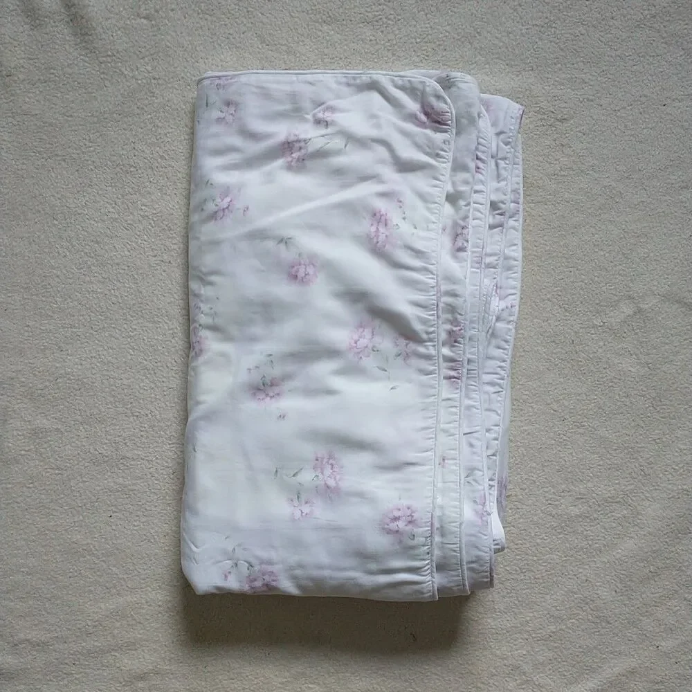 Ralph Lauren QUEEN FULL Solange Duvet Cover Floral White Pink Check Shabby Chic